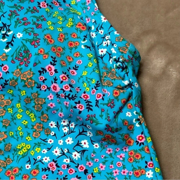 Lands' End High Neck Floral Turquoise Tankini Top Size 2P - Picture 4 of 8